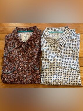 Lot 2 Vintage Panhandle Rough Stock Western Pearl Snap Shirts Women’s Medium